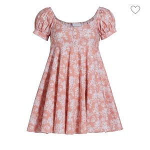 Caroline Constas Dina Mini Dress in Blush Summer Floral. Babydoll style